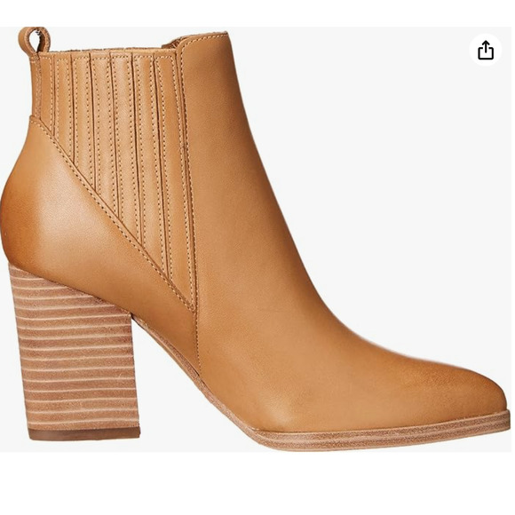 NWOT Marc Fisher Alva Leather Ankle Bootie 8.5 Tan Cognac Women's Western Heel - Picture 2 of 9